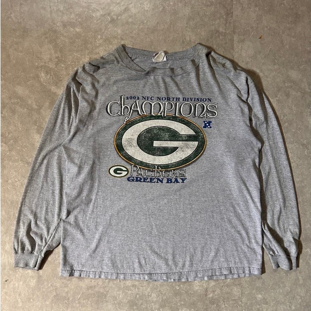 2002 Vintage Green Bay Packers NFC North Grey Long Sleeve -L